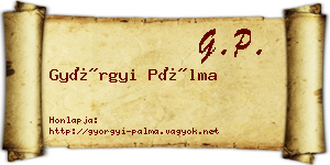 Györgyi Pálma névjegykártya